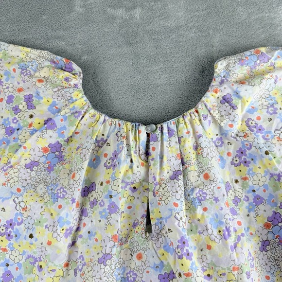 Levis Akiko Blouse Womens Medium Pastel Floral Puff‎ Sleeve Relaxed Fit Coquette - Picture 11 of 11
